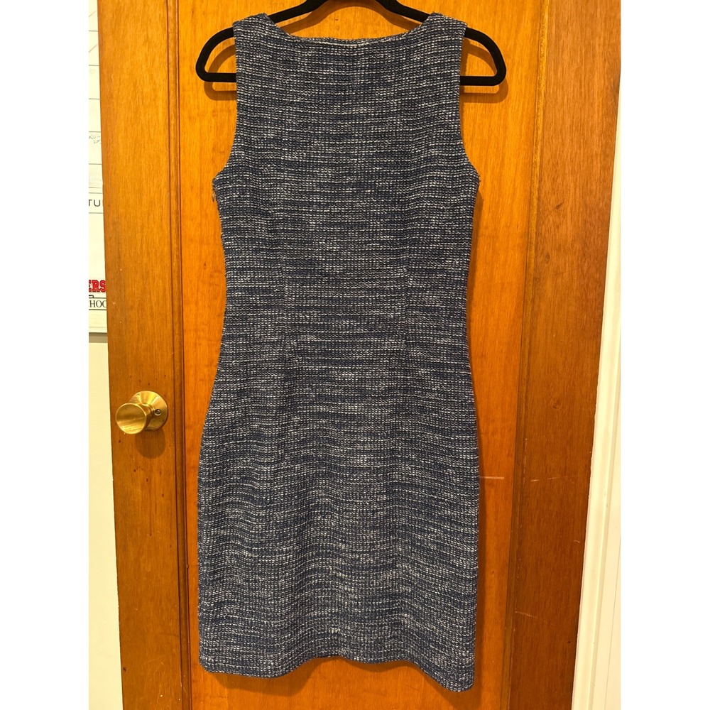 Banana Republic sheath dress 8 navy tweed lined sleeveless Italian cotton blend - Picture 5 of 16